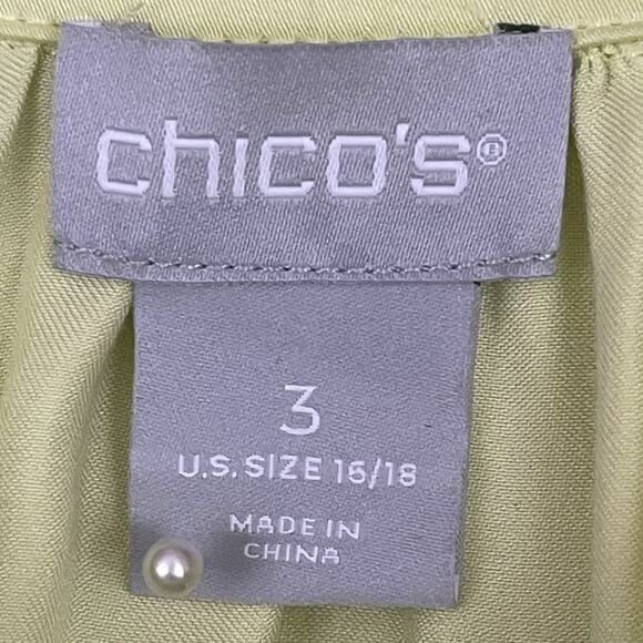 Chicos Top Womens 3 US 16/18 Butter Yellow Button Up Collared Slit Short Sleeve - Picture 2 of 12